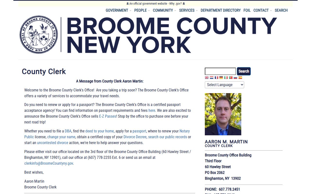 Broome County Clerk criminal history court records