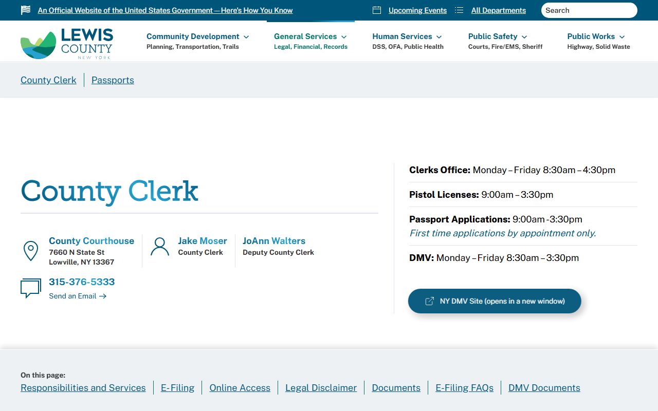Lewis County Clerk Office criminal history records