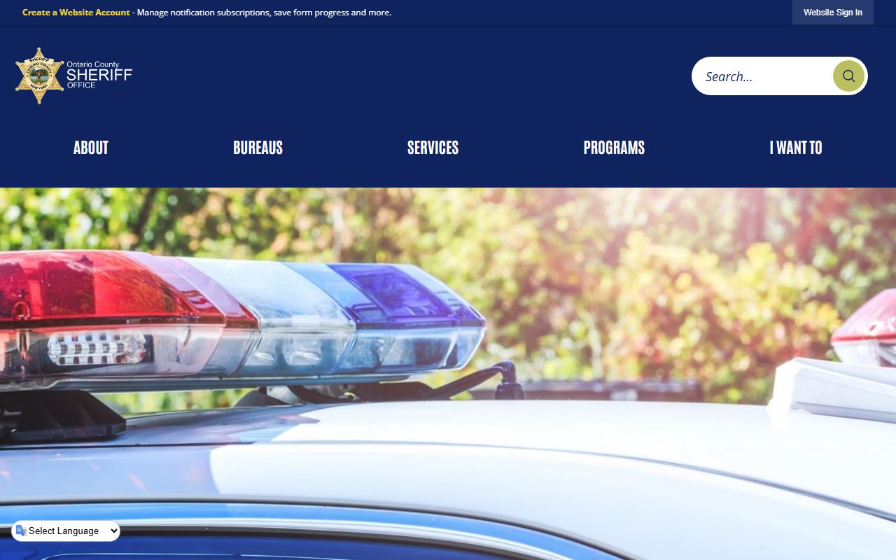 Ontario County Sheriff Office criminal history records portal