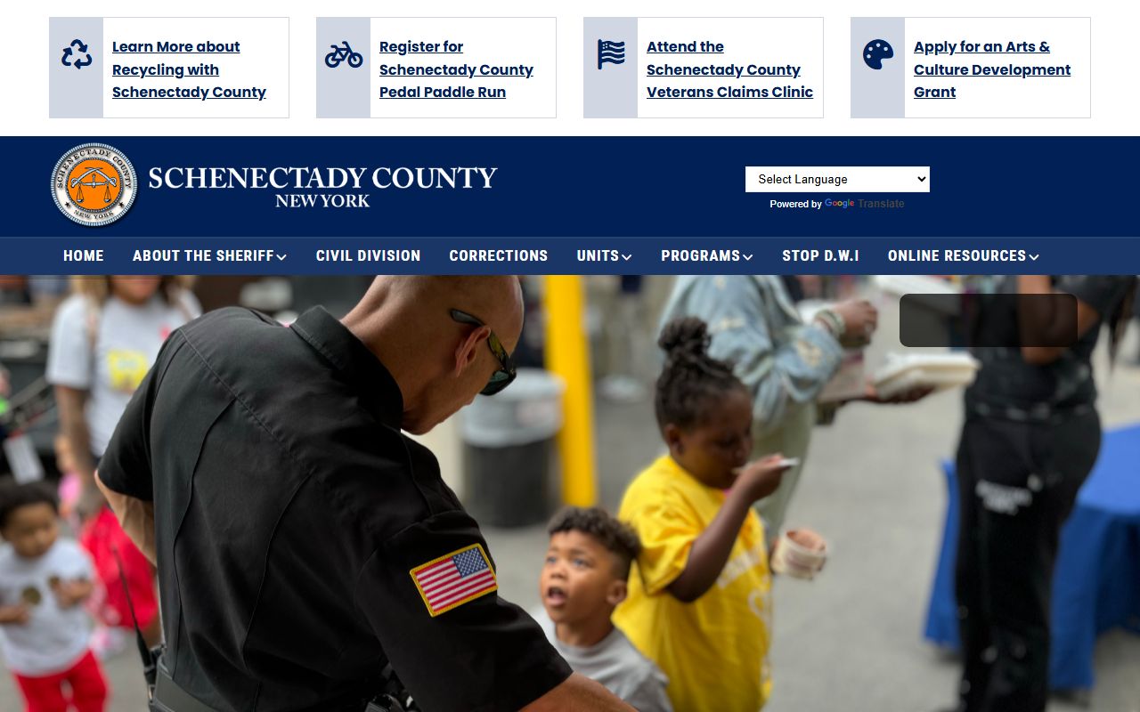 Schenectady County Sheriff's Office website for criminal history records