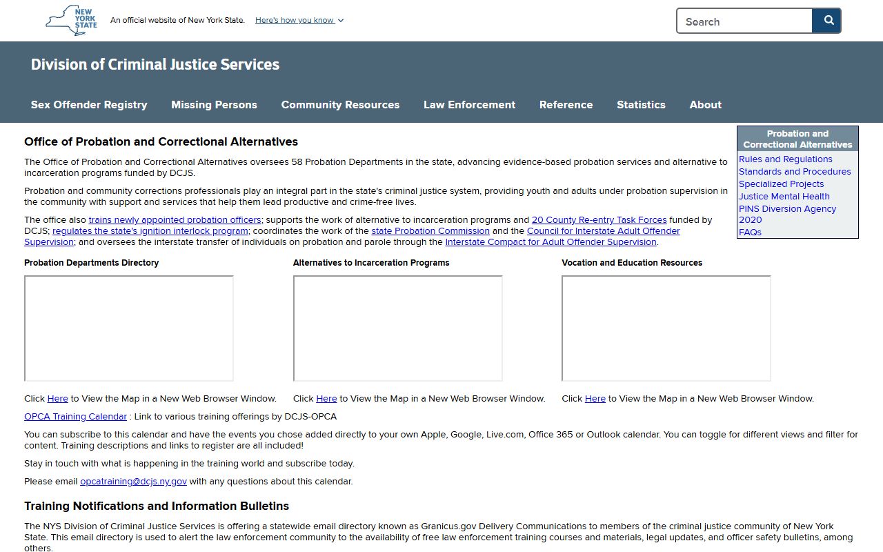 New York probation and correctional alternatives criminal history